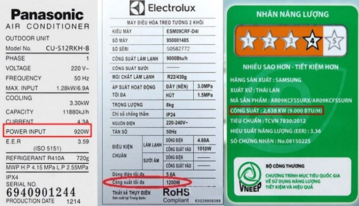 Ví Dụ Về Công Suất Định Mức Của Một Số Dụng Cụ Điện